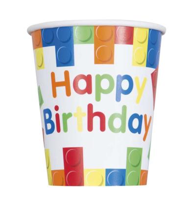 Becher Bausteine, 8 St.- Deko Kindergeburtstag