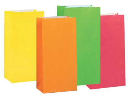 papiertüten neon Mitgebseltüten für Kindergeburtstag