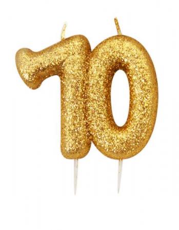 Glitter Kerze Gold Zahl 70 - Kuchen Deko Geburtstag