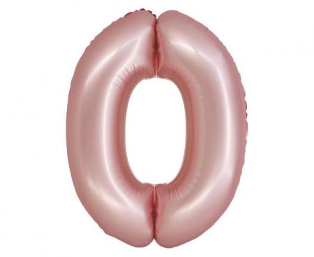 Riesen Zahlen Folienballon Rose Gold matt Zahl 0 - Folienballon Zahl