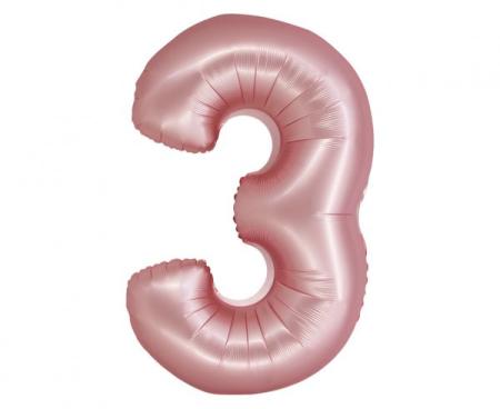 Riesen Zahlen Folienballon Rose Gold mattZahl 3 - Folienballon Zahl