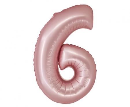 Riesen Zahlen Folienballon Rose Gold mattZahl 6 - Folienballon Zahl