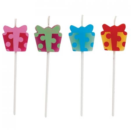 Minikerzen Geschenke, 4 St. - Deko Kindergeburtstag