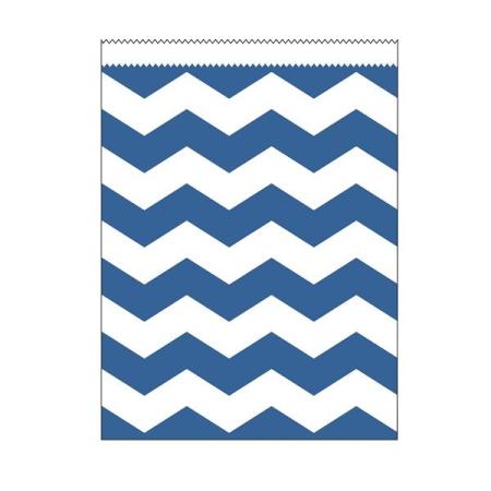 Papiertüten Chevron groß blau, 10 St. - Deko Kindergeburtstag