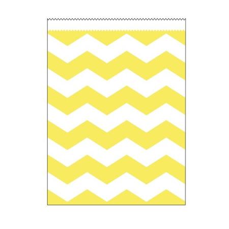 Papiertüten Chevron groß gelb, 10 St. - Deko Kindergeburtstag