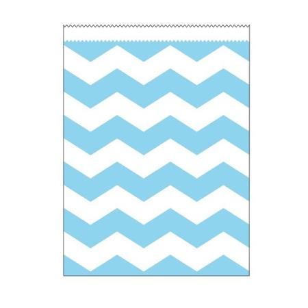 Papiertüten Chevron groß hellblau, 10 St. - Deko Kindergeburtstag