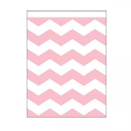 Papiertüten Chevron groß rosa, 10 St. - Deko Kindergeburtstag