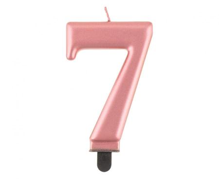 Glitter Kerze Rose Gold Zahl 7 - Kuchen Deko Geburtstag