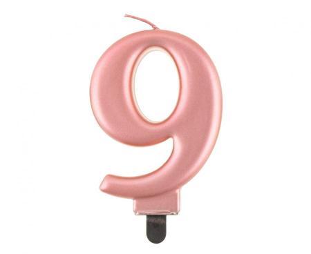 Kuchenkerze Rose Gold Zahl 9 - Kuchen Deko Geburtstag