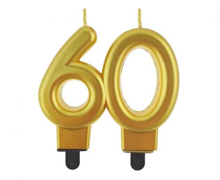 Kuchenkerze Gold Zahl 60 - Kuchen Deko Geburtstag