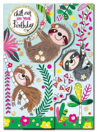 Glueckwunschkarte Faultiere Party