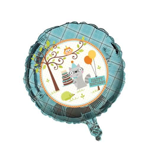 Folienballon Fröhliche Waldtiere blau - Deko Babyparty