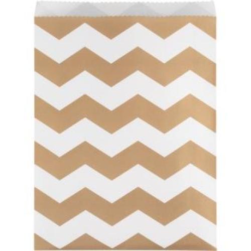 Papiertüten Chevron groß natur, 10 St. - Deko Kindergeburtstag