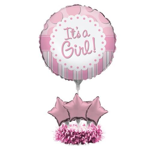 Folienballon Tischdeko Set 1. Geburtstag Mädchen - Party Deko Kindergeburtstag