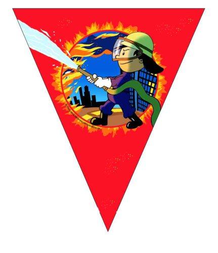 Wimpelkette Feuerwehrmann Flo, 1 St. - Deko Kindergeburtstag