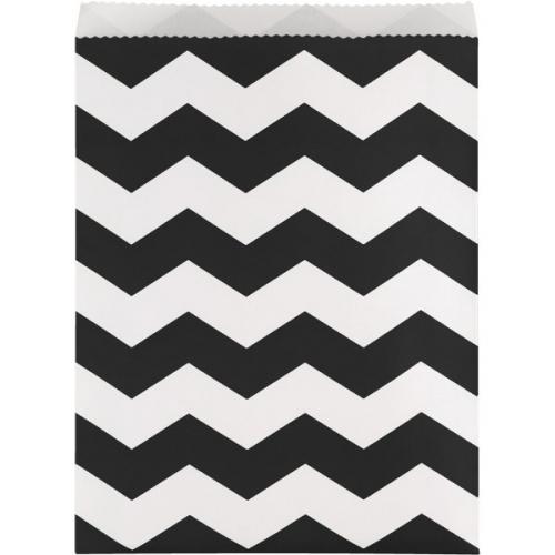 Papiertüten Chevron groß schwarz - Geschenktüte
