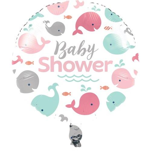 Folienballon Kleiner Wal Rosa - Deko Babyparty