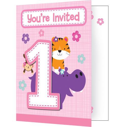 Einladung Mein 1. Geburtstag Mädchen - Deko Kindergeburtstag
