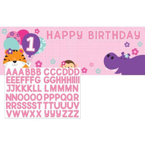 Riesenbanner Mein 1. Geburtstag Mädchen - Deko Kindergeburtstag