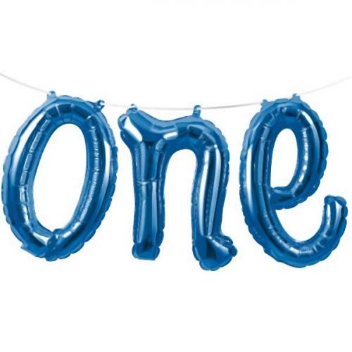 Folienballon-Buchstaben-Set One blau - Party Deko 1. Geburtstag
