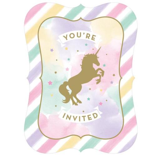 Einladung Goldenes Einhorn - Deko Party Kindergeburtstag