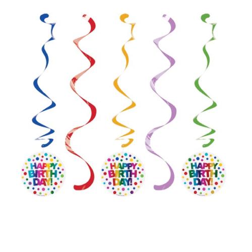 Hängedekoration Rainbow Party, 5 tlg. - Deko Kindergeburtstag