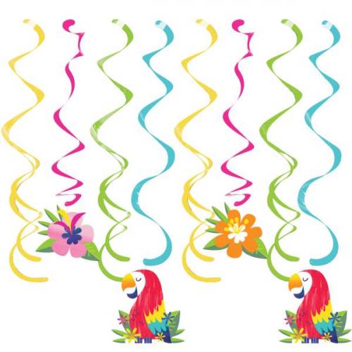 Deluxe-Hängedekoration Paradiesvögel Party, 8 tlg. - Deko Kindergeburtstag