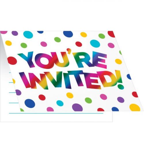 Einladung Rainbow Party, 8 St. - Deko Kindergeburtstag