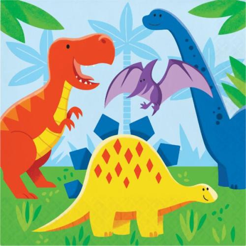 Servietten Dino Freunde - Deko Din o Party