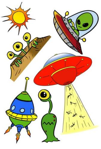 Tattoos Alien Party Ufo 1 Bogen - Mitgebsel Kindergeburtstag
