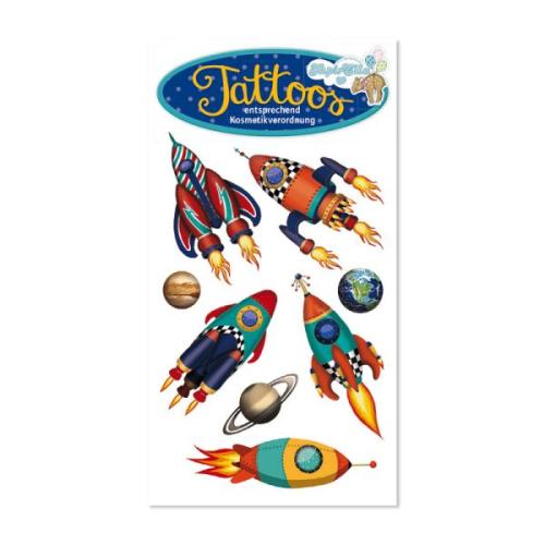 Tattoos Weltraum Rakete Deko Kindergeburtstag
