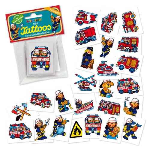 Mini Tattoo Set Feuerwehr, 24 St.- Mitgebsel Kindergeburtstag