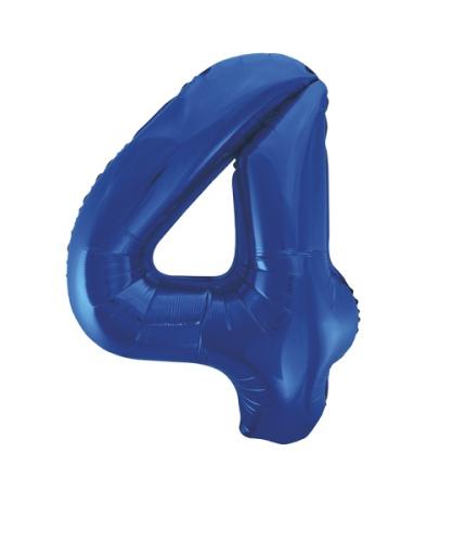 Riesen Zahlen-Folienballon blau Zahl 4