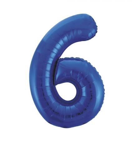 Riesen Zahlen-Folienballon blau Zahl 6