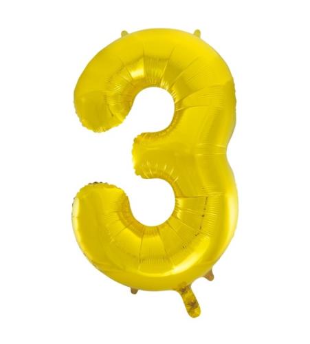 Riesen Zahlen-Folienballon gold Zahl 3