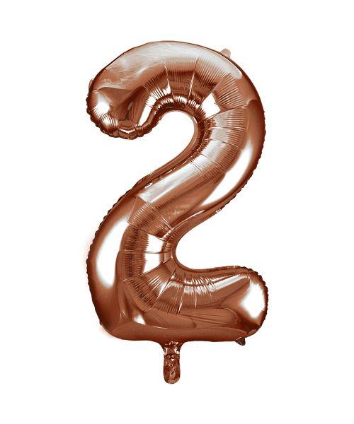 Riesen Zahlen-Folienballon rose-gold Zahl 2