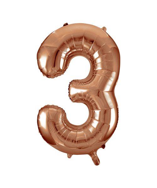 Riesen Zahlen-Folienballon  rose-gold Zahl 3
