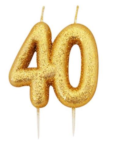 Glitter Kerze Gold Zahl 40 - Kuchen Deko Geburtstag