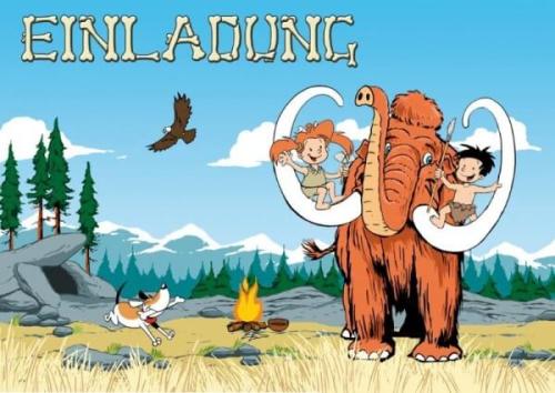 Einladung Steinzeit, 1 St. - Deko  Kindergeburtstag