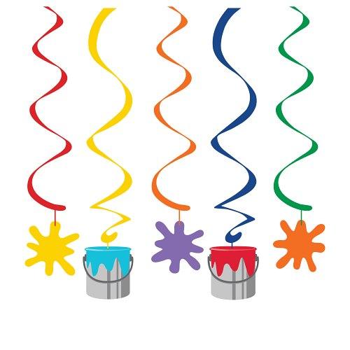 Hängedekoration Farben und Pinsel Deko Künstler Party Kindergeburtstag