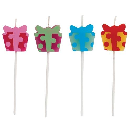 Minikerzen Geschenke, 4 St. - Deko Kindergeburtstag