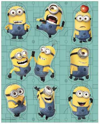Sticker Minions, 4 Bögen - Deko Kindergeburtstag