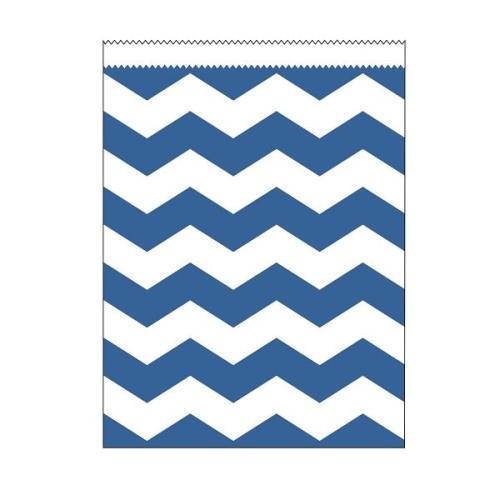 Papiertüten Chevron groß blau, 10 St. - Deko Kindergeburtstag