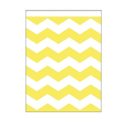 Papiertüten Chevron groß gelb, 10 St. - Deko Kindergeburtstag