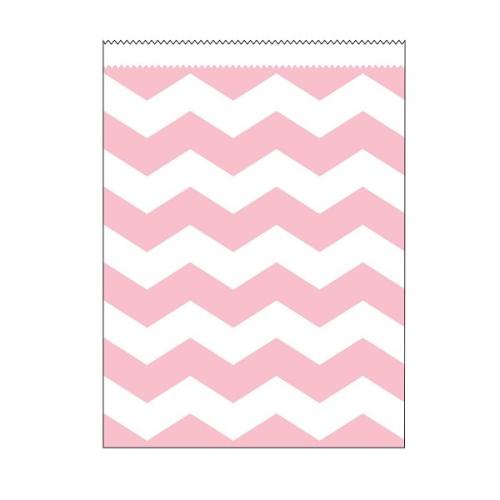 Papiertüten Chevron groß rosa, 10 St. - Deko Kindergeburtstag