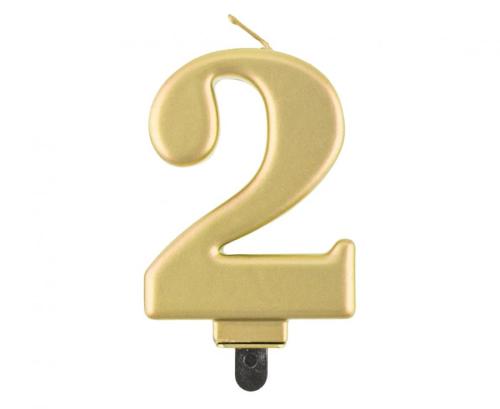 Kuchenkerze Gold Zahl 2 - Kuchen Deko Geburtstag