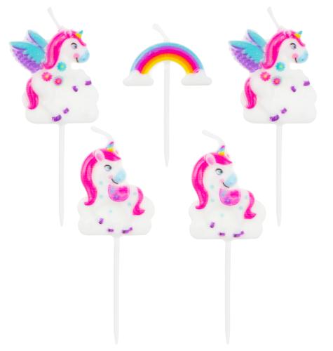 Minikerzen Regenbogen Einhorn - Einhorn Party Kindergeburtstag