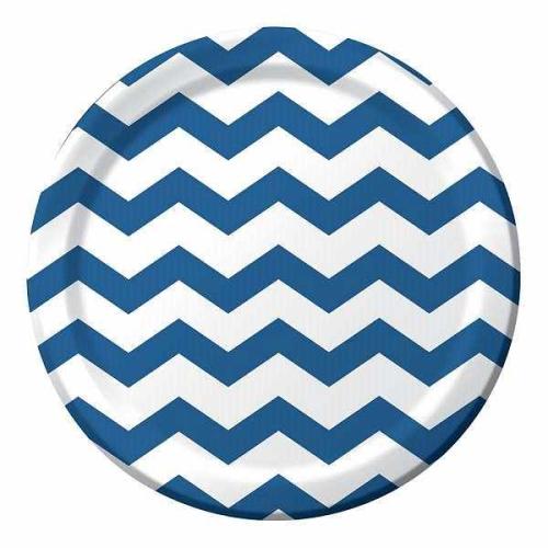 Teller Chevron blau, 8 St. - Deko Kindergeburtstag Party