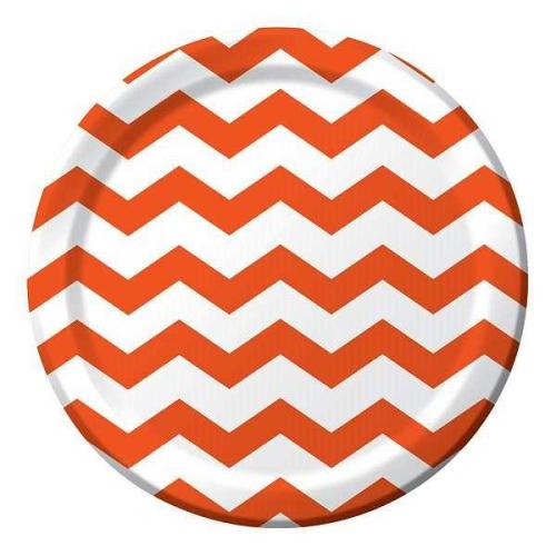 Teller Chevron orange, 8 St. - Deko Kindergeburtstag Party