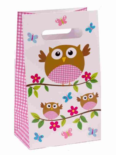 Papiertüte Kleine Eule Mädchen Deko 1. Geburtstag